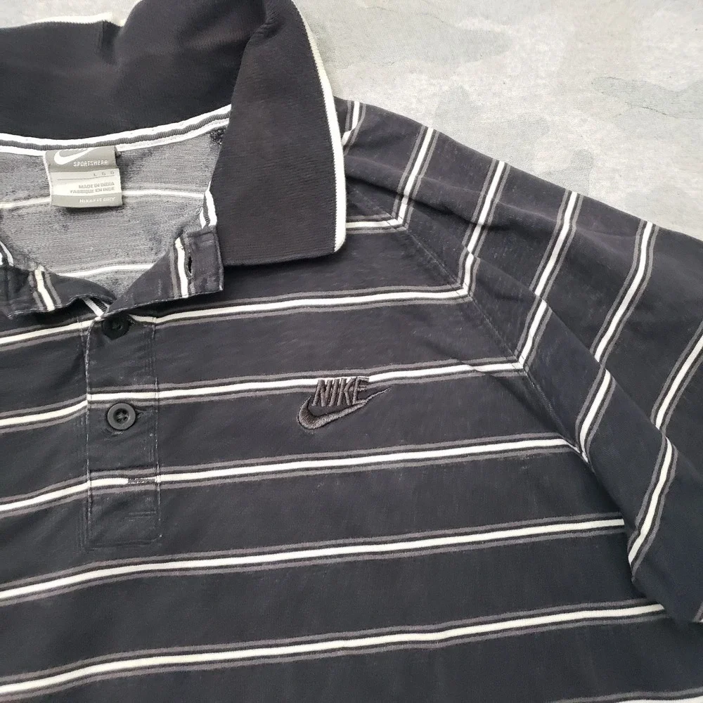 Vintage Nike Sportswear Polo Shirt Mens Large Y2k Black Short Sleeve Golf